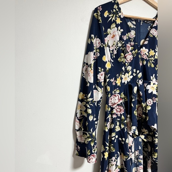 SHEIN Navy Floral High-Low Midi Dress – Size M - Picture 7 of 12